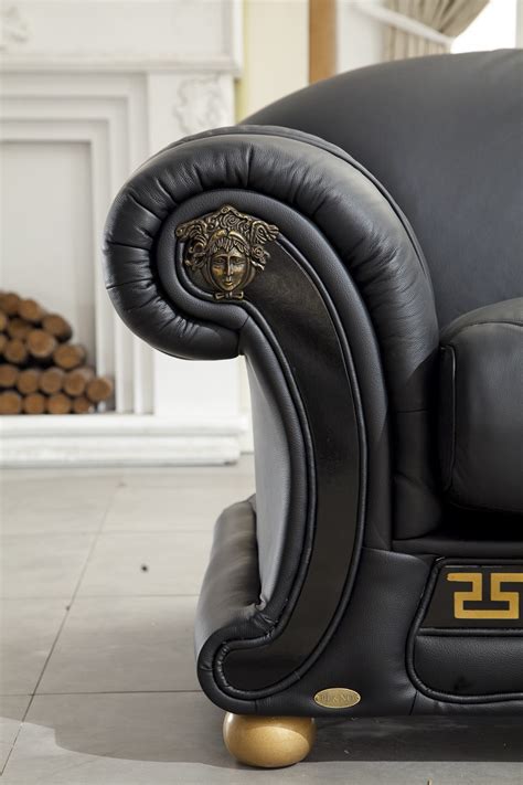 salotto divani versace|Versace Italian Leather Classic Sofa Set .